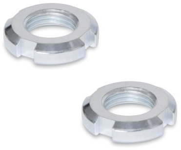 Ganter Normelemente | Nutmuttern DIN 70852 | 2 Stück | Stahl, flache Bauform | DIN 70852-ST-M28X1,5 | Gewinde M28x1,5