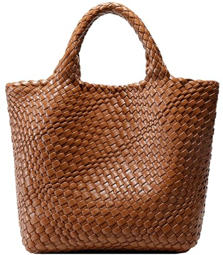 Reiseresa Damen Handtasche Tote Shopper Groß Schultertasche Umhängetasche mit 1 Clutch für Büro Schule Einkauf Reise Geschenk, Braun