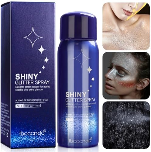 SEO-FANALLY Glitzer Haarspray 60ml, Glitter Spray, Glitzer Spray Haare und Körper, Glitzerspray Kleidung, Body Glitter Spray, Glitzer Gesicht Body für Festival Halloween Karneval Fasching Make up