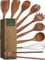 WALDWERK Küchenhelfer Set aus Holz - 9-Teilig Mit Grillzange, Schneebesen, Pfannenwender, Löffel und Nudelschöpfer - Kochutensilien