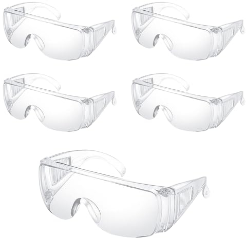 Ksvaye 5 Piezas Gafas de Seguridad Trabajo Gafas Proteccion Laboral Gafas de Proteccion con Lentes Transparentes Antivaho y Antipolvo y Antipolvo Gafas de Seguridad Laboratorio Industria Agricultura
