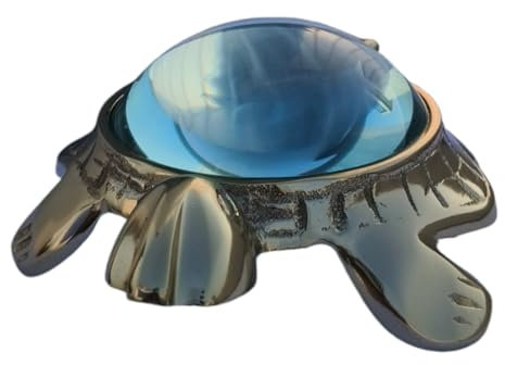 ARTHAASTU Antique Golden Turtle Magnifying Glass Dome Paperweight - 10X Spiritual Gift, House Warming & New Office Gifts, Home & Office Décor