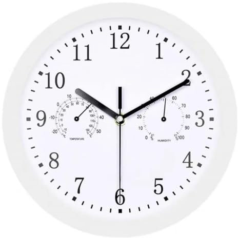 Wasserdichte Uhr Für Den Außenbereich – Outdoor-Uhr Mit Hygrometer, Wasserdicht, 25,4 Cm, Geräuschlos, Rund, Batteriebetrieben, Leicht Ablesbare Dekoration, Badezimmer, Terrassenuhr, Für Terrasse, Ver