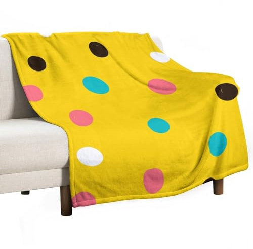 Hixingo Kuscheldecke Fleecedecke Wolldecke, Mikrofaser Sofa Überwurfdecke 3D-Druck Flauschig Sofadecke, Weich Sofaüberwurf Couchdecke Wohndecke (Gelber Punkt,130x180cm)