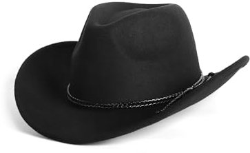 Zylioo S-M Western-Cowboyhut aus Filz,Fedora Hut mit breiter Krempe, Panamahut mit Gürtelschnalle für Herren Damen