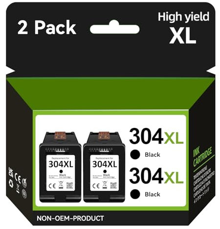 304XL Ink Cartridges Black High Yield Replacement for HP 304 Black Ink Cartridge Original for HP 304 XL, Printer Ink 304XL for DeskJet 2630 2632 2600 3760 3762 2622 3720 Envy 5032 5000 5010 5020 5030
