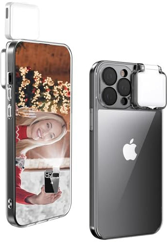 CEXHG with LED Selfie Light for iPhone 16 Pro Max Case Light up case Rechargeable Compatible-Live-Makeup-TIK Tok-Video- Selfie Illuminate for Women (Crystal Clear, for 16 Pro Max)
