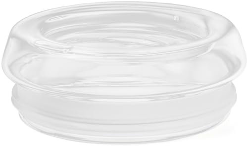 ecoBrew All Glass Lid - Replacement for ecoBrew Double Wall Glass Cups, Fits 16oz & 12oz Glass Travel Mugs (White/Grey)