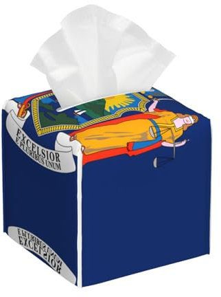 Taschentuchbox aus Leder mit New York-Flagge, Organizer für Wohnzimmer, Badezimmer, Tisch, Schreibtisch, Büro, Auto