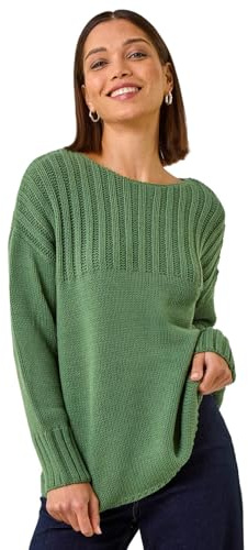 Roman Originals Yoke Stitch Detail Jumper for Women UK - Ladies Everyday Autumn Winter Round Neckline Comfy Soft Evening Vacation Work Party Night Out