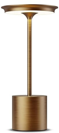 HYMZP Lámpara de Mesa LED Inalámbrica Recargable 6000mAh, 3 Modos de Luz, IP54, para Jardín, Restaurante, Interior y Exterior (Bronce)
