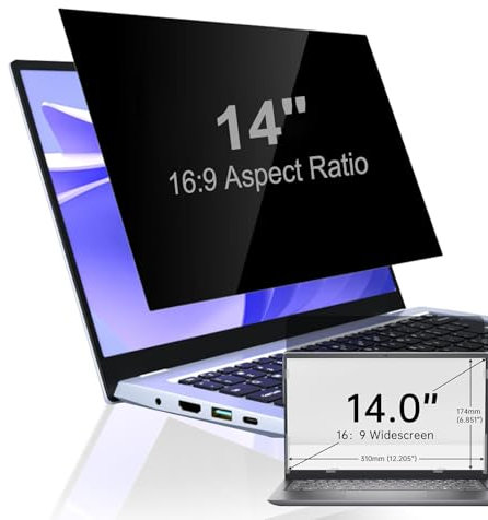 Yantree Filtre de Confidentialité Taptop 14 Pouces 16:9, Filtre Ecran Ordinateur Confidentialité Portable Compatible avec HP/Dell/Acer/Lenovo/Thinkpad/Envy/Xps, Anti-Lumière Bleu Protection Ecran PC