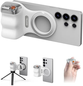 TELESIN Magnetischer Handy-Kameragriff für iPhone und Android, lustiger Schuss mit abnehmbarer kabelloser Fernauslöser, offizielle MFI-Zertifizierung, 6,35 mm Stativschraube, ergonomischer