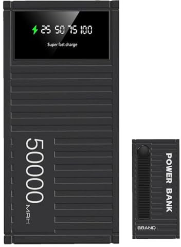 Power Bank 50000mAh Batería Externa, Cargador Portátil, Banco De Energía Portátil Carga Rapida 66w, Multifuncional para Teléfono con Pantalla LED para Senderismo, Camping, Viajes Al Aire Libre