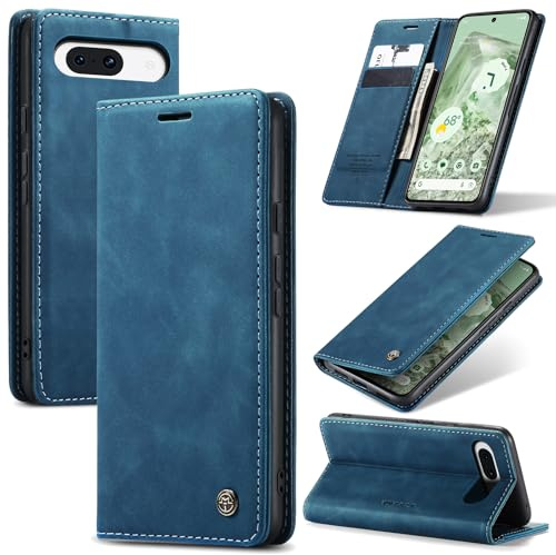 Azororo Handyhülle für Google Pixel 8A 5G Hülle Premium Lederhülle Flip Case Magnet Tascher Kartenfach Standfunktion Klapphülle Schutzhülle für Google Pixel 8A, Blau