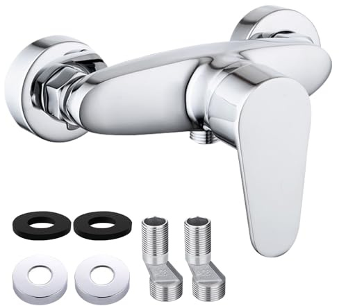 SGZIOO Einhebelmischer Dusche, Mischbatterie Dusche Messing, Aufputz Wandmontage Wasserhahn dusche mit Keramikventil Kern, G ½ Auslauf, Duschbatterie, Duscharmatur Einhebelmischer, Chrom