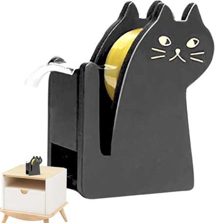 Katzen-Rolle - Holzwalze Katze aus Holz | Time Saving Compact Adhesive Tape Spender für die Verpackung Classroom Kitchen Study Office Tinker