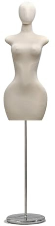 Damen-Schneiderpuppe in Übergröße mit drehbarem Kopf, verstellbarem Oberkörper und sexy Kleidern, professionelle Schneiderpuppe aus Stoff, Metallständer(White)