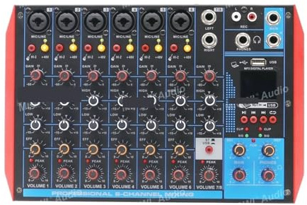 Audiomixer, Live-Karte USB Sound Mischpult PC Laptop DJ Mixer Bühne Studi Sing Effektor 6,5 Zwei-in-eins für Studio-Karaoke