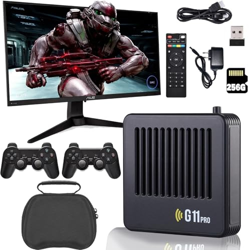 Retro Game Console with 100000 Games, Plug & Play 4k System, Wireless Dual Controllers, No Downloads Needed, Includes 4 Controllers (128G)