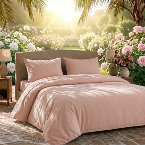 Completo Copripiumino Matrimoniale 220x230 cm BOSALONI HOME Essential Collection – Lenzuolo Sotto con Angoli 160x200+35 e 2 Federe 50x80 – Set Letto Elegante in Microfibra Morbida (Rosa Antico)