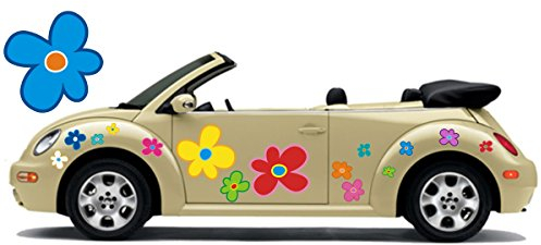 Hippie Blumen Aufkleber, Autoaufkleber Hippie 033 - bunt gemischt (36)