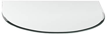 Funkenschutzplatte G2 Rundbogen 8 mm x 1000 mm x 1000 mm mit 18mm Facette und Dichtlippe Glasplatte Bodenplatte Kaminplatte Funkenschutz Ofenplatte Kaminglas