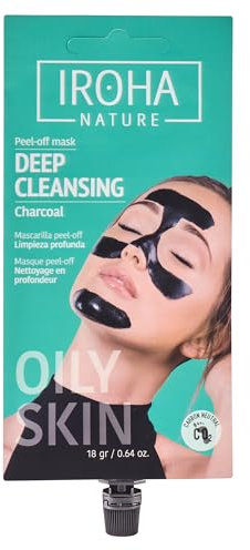 Iroha Nature - Peel-Off Gesichtsmaske zur Tiefenreinigung, Ideal für Mischhaut/Fettige Haut. Entfernt Unreinheiten und Unvollkommenheiten mit Aktivkohle