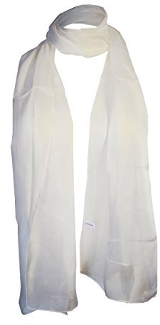 Posh Gear Damen Seiden Schal Chiffon Scialle, weiß aus 100% Seide