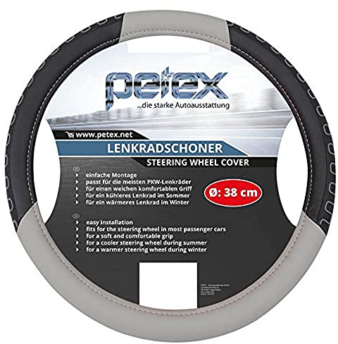 PETEX 433110618 Lenkradschoner, Durchmesser 38 cm, TPE-Ring, Design 1106, Grau, M
