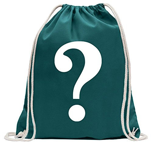 Kiwistar - Turnbeutel - petrol - Fragezeichen Piktogramm - Fun Rucksack Sport Beutel Gymsack Baumwolle mit Ziehgurt
