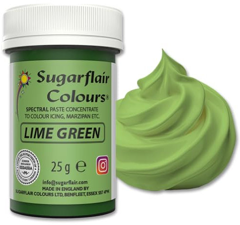 Sugarflair Food Colouring Paste Lime Green, Concentrated Spectral Food Colouring for Buttercream, Sugar Paste, Royal Icing, Cake Mixes, Macarons and More! - 25g