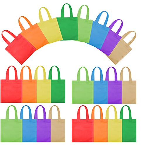 OOTSR 24 Stück Party Geschenk Einkaufstasche, 7,87 Zoll Vliesstoff Mitbringsel Tasche mit Griff Geschenktüte für Kinder Geburtstage/Snacks/Süßigkeiten/Kunsthandwerk, 8 Farben