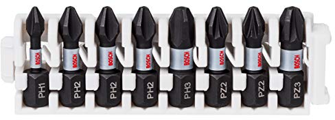 Bosch Profesional Set de 8 Puntas de atornillar Control Pick and Click, Accesorio para Taladro de Impacto, 25 mm