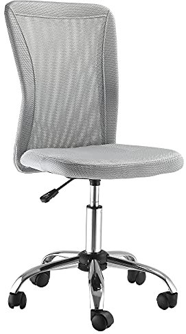 Vinsetto Office Chair, Armless Desk Chair, Adjustable Computer Swivel Chair with Rolling Wheels and Mesh Back for Home Work Study, Grey