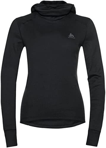 Odlo Damen Active Warm Eco_159141 Funktionsunterwäsche Langarm Shirt Mit Facemask, Schwarz, L EU