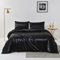 Chanyuan 2 TLG. Seide Satin Bettwäsche Set Schwarz Bettdeckenbezug 155x220cm mit Kopfkissenbezug 80x80cm 2 teilig Bettbezug mit Reißverschluss