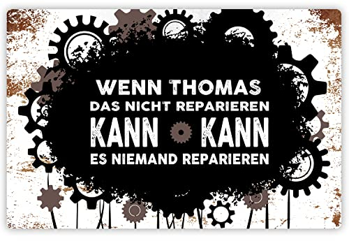 True Statements Retro Alu-Schild personalisiert „Wenn Name das Nicht reparieren kann, kann es niemand reparieren“ - lustiges Geschenk Vatertag Geburtstag Deko Werkstatt Garage Terasse