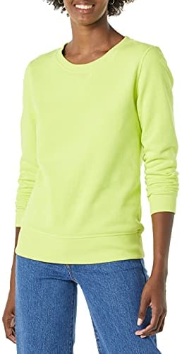 Amazon Essentials Felpa in Pile Girocollo (Disponibile in Taglie Forti) Donna, Verde Lime Fluo, XL
