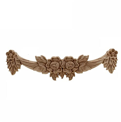 Decorazione ad angolo in legno intagliato con rose floreali decora cornice porte mobili in legno figurine armadio decorativo 25 cm x 65 cm