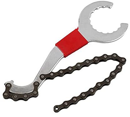catazer 3 in 1 Bike Chain Whip Bottom Bracket Freewheel Spanner Wrench Lockring Tool, Black, Silver