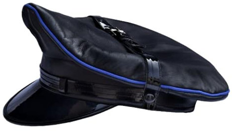 N? Muir Biker-Kappe, echtes Leder, Militär, Blau, Schwarz , 52