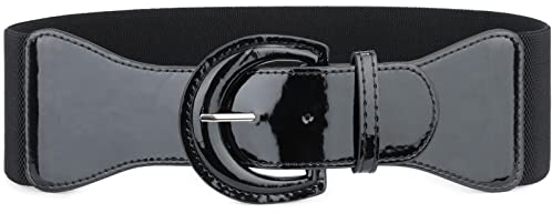 LEACOOLKEY Frauen Bow Knot Elastischer Taillengürtel für Kleid, Vintage Stretchy Wide Bund Cinch Gürtel mit Druckknopfschnalle