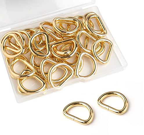 TAIYOU 30 pezzi Anelli per Borse Anelli a D Metallo Fibbia Zaino ad Anello per Borsa Tracolla Zaino Bagagli Leathercraft Portachiavi Progetti di Cucito - 3,8 mm Spessore Accessori Cucito Dorato