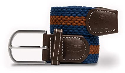 SWOLE PANDA Recycled Woven Adjustable Belt Large - Blue & Brown Stripe