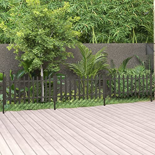 Mogou Lattenzaun mit Pfosten 3 STK Zaunelemente, Steckzaun, Teichzaun, Zaun Garten, Sicherheitszaun, Gartenzaun, Zäune Für Garten, WPC 614x80 cm