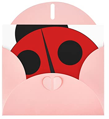 Pink Ladybug Grußkarte aus hochwertigem Perlenpapier: 10,2 x 15,2 cm, für Geburtstagskarte, Valentinstag, Hochzeitstag, Abschlussfeier, Einladungskarte usw.