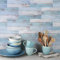 Alwayspon 10 adhesivos de vinilo para azulejos de pared, impermeables, autoadhesivos, para cocina, baño, despegar y pegar, transferencia de PVC, azul y turquesa
