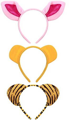 Cindeer Halloween-Ohr-Kostüm, Stirnband, Zoo, Dschungel, Safari, Plüsch, Ohr-Haarreifen für Halloween, Erwachsene, Tier, Cosplay, Party, 3 Stück, Mehrfarbig, Einheitsgröße