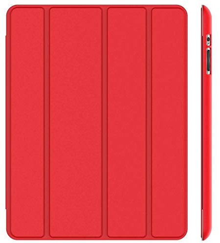 Smart Étui magnétique pour iPad 2e, 3e et 4e générations (anciens modèles 2011/2012/2013), fonction veille/réveil automatique, fin et léger, coque avec support pour iPad-2, iPad-3, iPad-4 (rouge)
